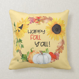 Lycklig Fall Y'all Solrosblomma Pumpkin Utandning Kudde