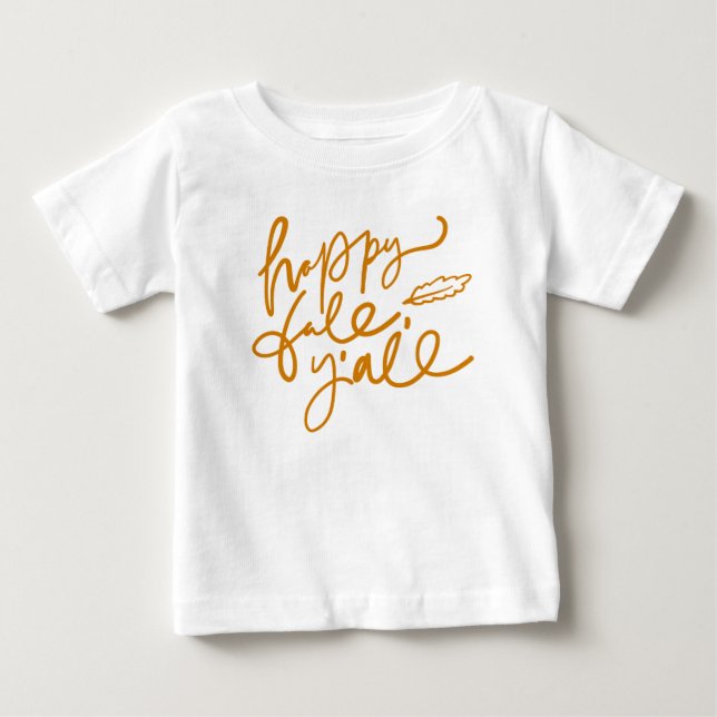 Lycklig Fall Y'all T Shirt (Framsida)