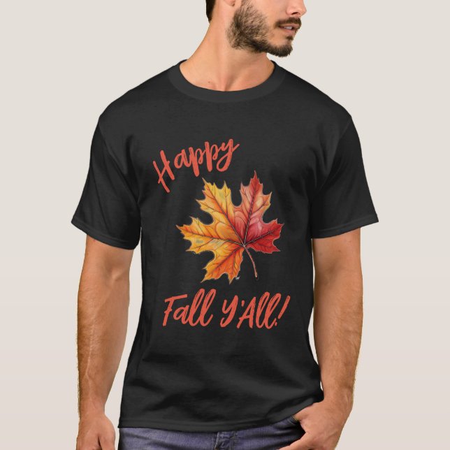 Lycklig Fall Y'All! T Shirt (Framsida)