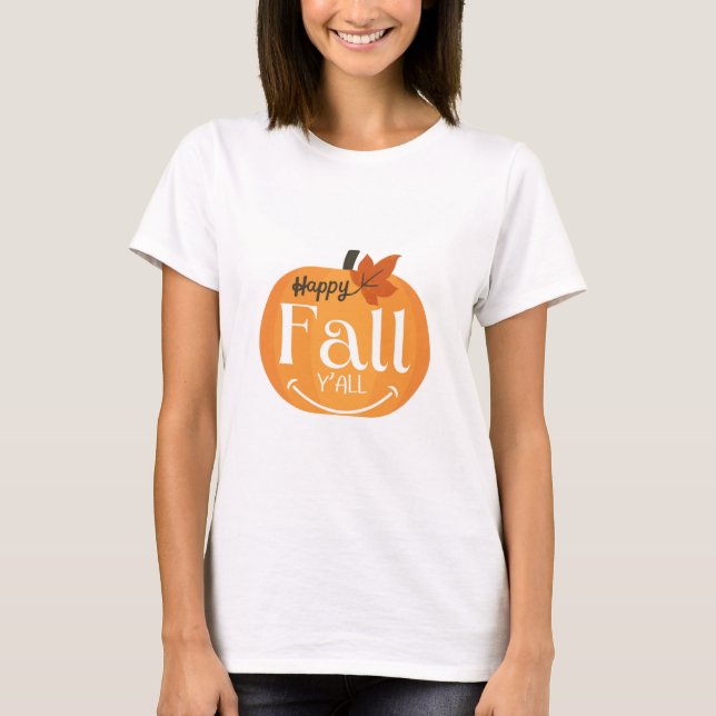 Lycklig Fall Yall T Shirt (Framsida)