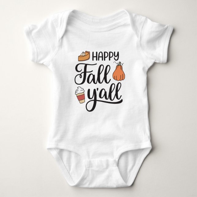 Lycklig Fall Y'all T Shirt (Framsida)