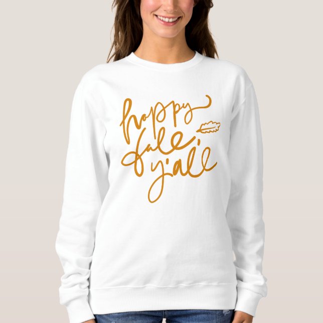 Lycklig Fall Y'all T Shirt (Framsida)