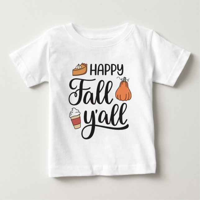 Lycklig Fall Y'all T Shirt (Framsida)