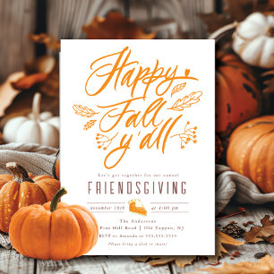 Lycklig Fall Y'All Thanksgiving Friendsgiving Inbjudningar