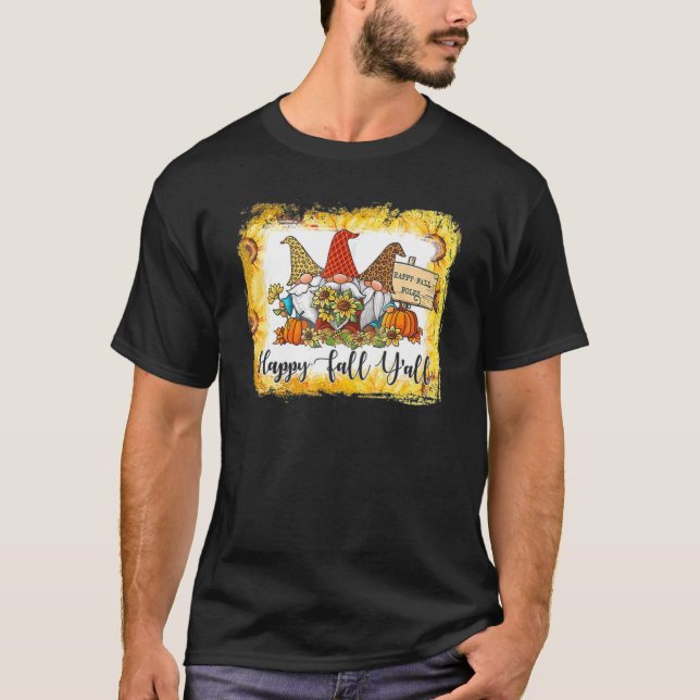 Lycklig Fall Y'all Three Gnome Leopard Pstickkin T Shirt (Framsida)