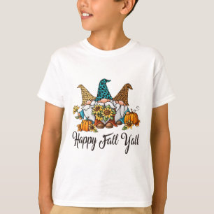 Lycklig Fall Yall Three Gnomes Leopard Solrosgif T Shirt