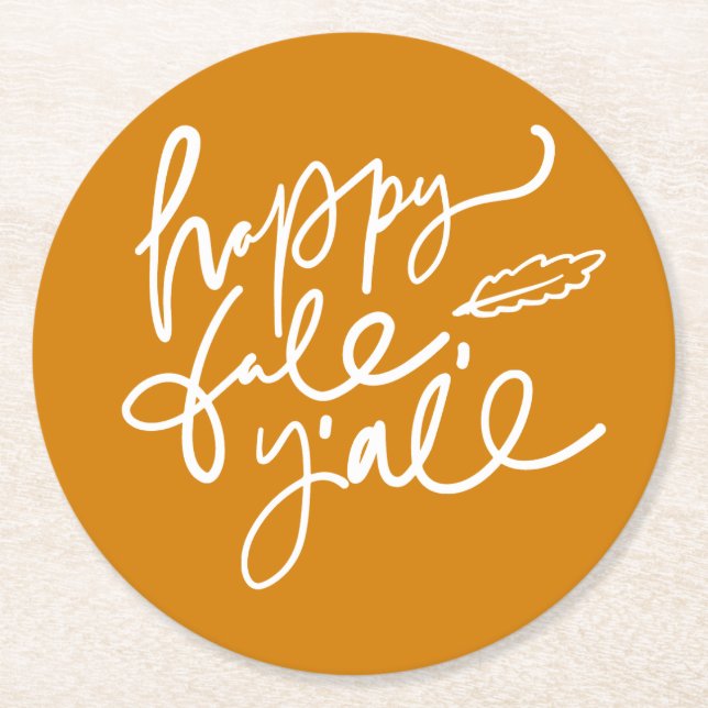 Lycklig Fall Y'all Underlägg Papper Rund (Framsidan)