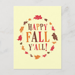 Lycklig Fall Y'all Vykort