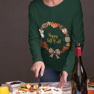 Lycklig Fall Y'all WAN Långärmad Kvinnor T Shirt