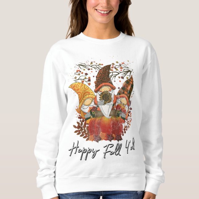 Lycklig Fall Y'all Women's Garden Gnome Leopard Pu T Shirt (Framsida)