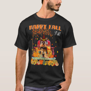 Lycklig Fall Y'all Yorkie Hund on Lastbil Pumpkin T Shirt