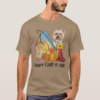 Lycklig Fall Y'all Yorkshire Hund Mamma Pumpkin Fa T Shirt
