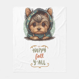 Lycklig Fall Y'all Yorkshire Terrier Autumn Hoodie Fleecefilt