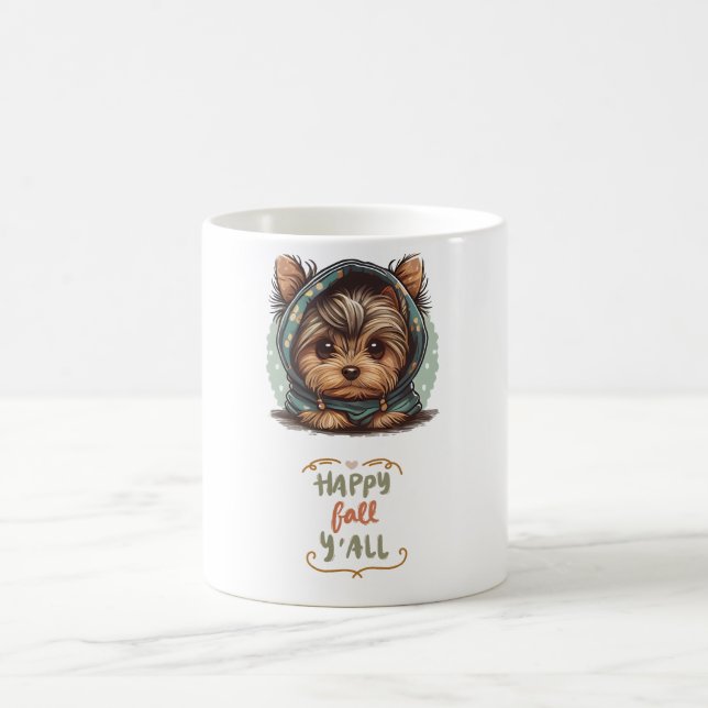 Lycklig Fall Y'all Yorkshire Terrier Autumn Hoodie Kaffemugg (Center)