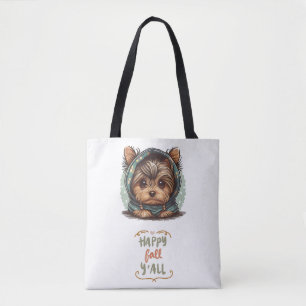 Lycklig Fall Y'all Yorkshire Terrier Autumn Hoodie Tygkasse