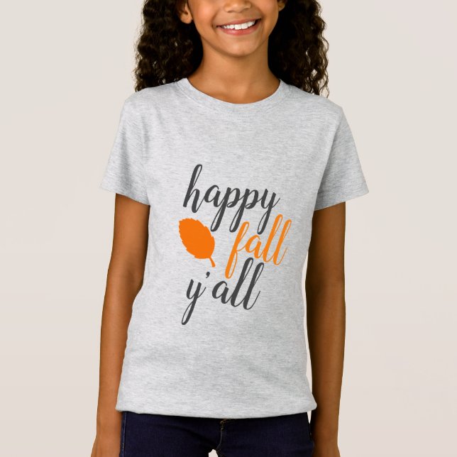 Lycklig Fall Y'all Youth Kids T-Shirt (Framsida)