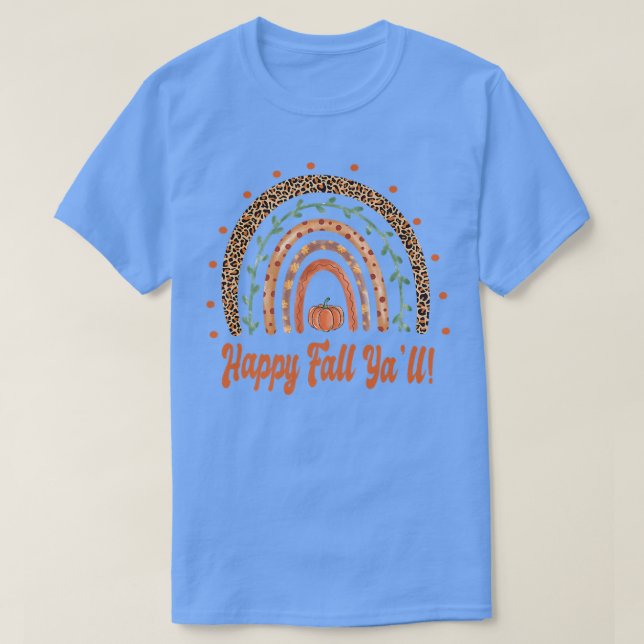 Lycklig Fall YallFall Autumn Boho RainbowLeopard T Shirt (Design framsida)