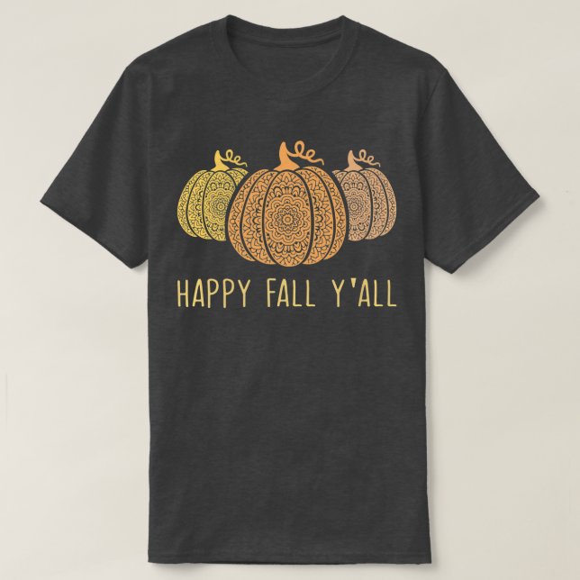 Lycklig Fall Yallmandala Pumpkins Autumn Fall Seas T Shirt (Design framsida)