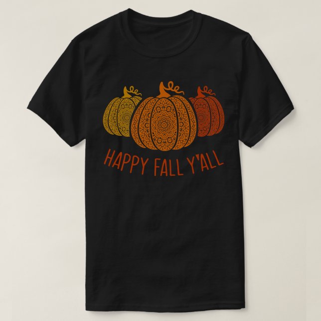 Lycklig Fall Yallmandala Pumpkins Autumn Fall Seas T Shirt (Design framsida)