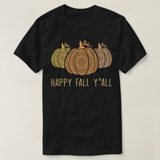 Lycklig Fall Yallmandala Pumpkins Autumn Fall Seas T Shirt (Design framsida)