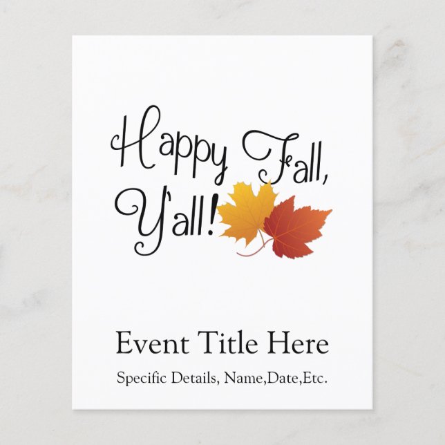 Lycklig Fall Ya's det är Autumn Non-Halloween Harv Flygblad (Framsidan)