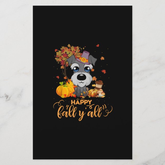 lycklig faller er schnauzer hund thanksgiving brevpapper (Framsida)