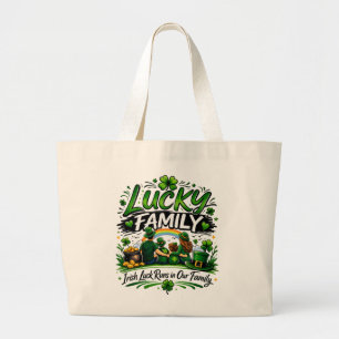 Lycklig familjegäng Irlands treklöver St. Patrick' Jumbo Tygkasse