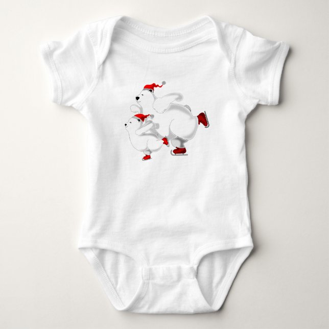 Lycklig-familjen Bears Baby Bodydräkt - jul T Shirt (Framsida)