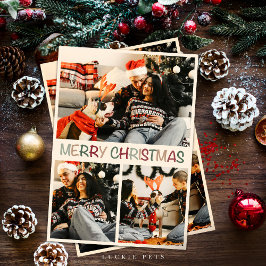 Lycklig-familjen med Hund-Helgdag-julkort Inbjudningar