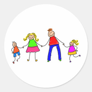 Lycklig-familjen Runt Klistermärke