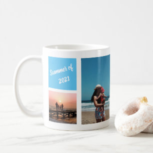 Lycklig-familjens fotokollage, sommarventilationsm kaffemugg