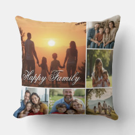 Lycklig Family Anpassningsbar Collage Dekorativ ku Kudde