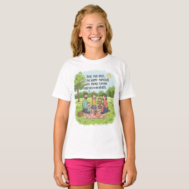Lycklig Family Memories Doodle T-Shirt (Hel framsida)