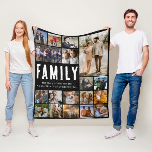 Lycklig Family Photo Collage Fleece Blanket