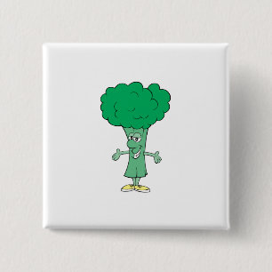 lycklig fånig broccoli tecknad knapp