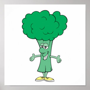 lycklig fånig broccoli tecknad poster