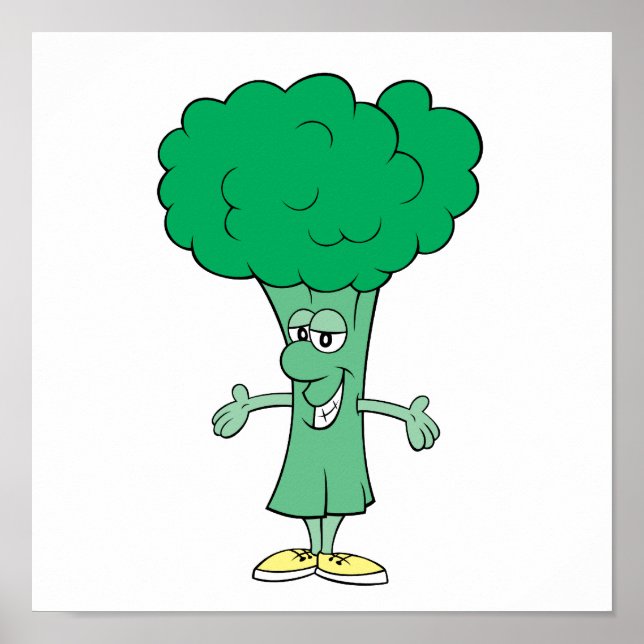 lycklig fånig broccoli tecknad poster (Framsidan)