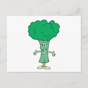 lycklig fånig broccoli tecknad vykort