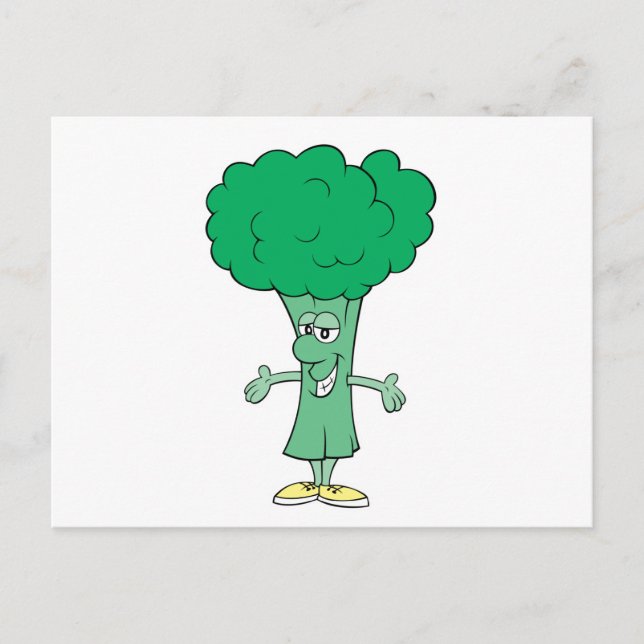 lycklig fånig broccoli tecknad vykort (Framsida)