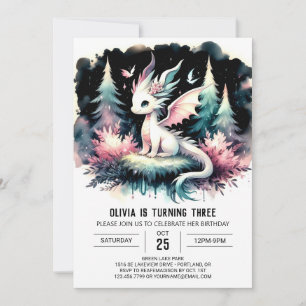 Lycklig Fantasy Dragon Birthday Inbjudningar