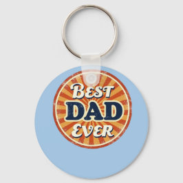 Lycklig Far Dag Shirt - Retro Badge Nyckelring