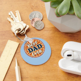Lycklig Far Dag Shirt - Retro Badge Nyckelring