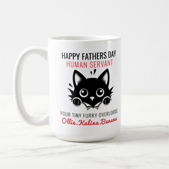 Lycklig Far-dagen - Cat Human Servant Funny Kaffemugg (Vänster)