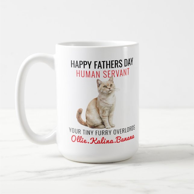 Lycklig Far-dagen - Cat Human Servant Funny Kaffemugg (Vänster)