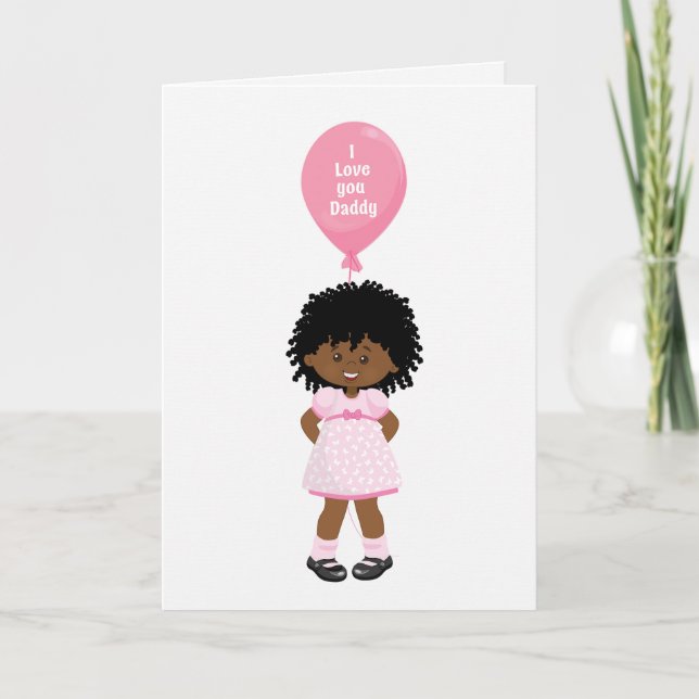 Lycklig Far Pappa - African American Girl Kort (Framsida)