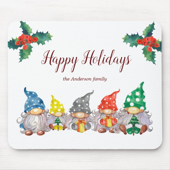 Lycklig färgade gnomes elegant manusspad musmatta (Framsidan)