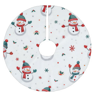 Lycklig färgade snögubbar julgransmatta borstad polyester