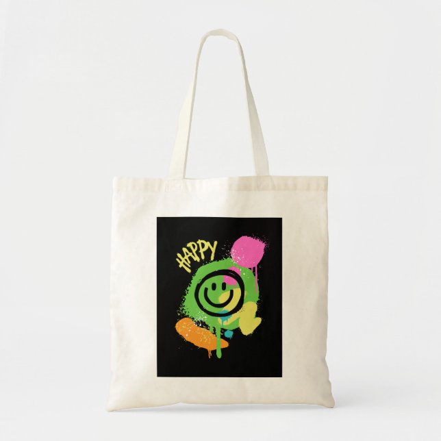 Lycklig färgig tote Bag Tygkasse (Framsidan)