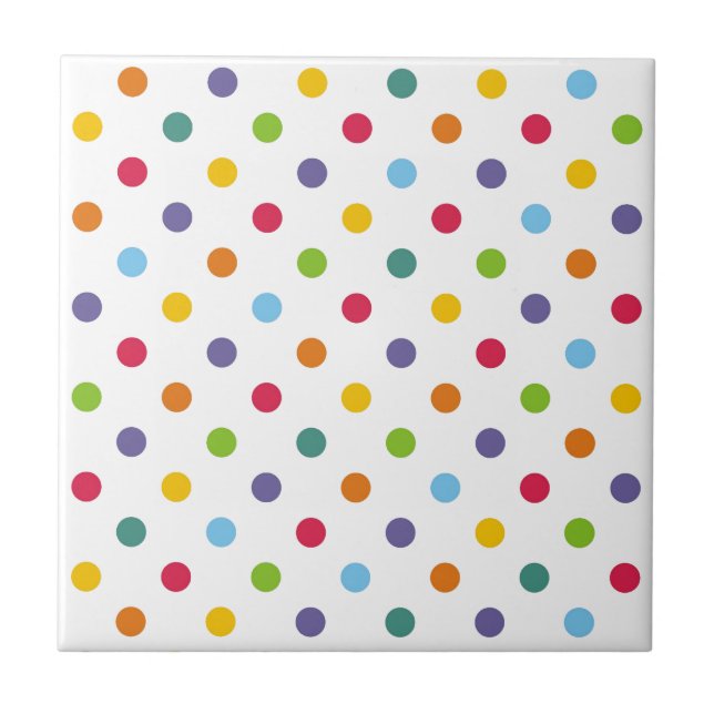 Lycklig färgrik polka dots kakelplatta (Framsidan)