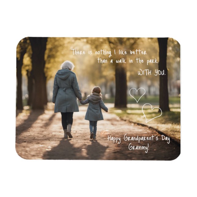 Lycklig farmors dag Grandma Walk i parken Magnet (Horisontell)